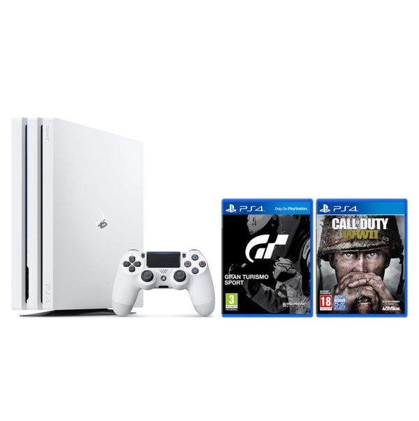 Sony PlayStation 4 Pro 1TB White with Gran Turismo Sport & Call of Duty: WWII
