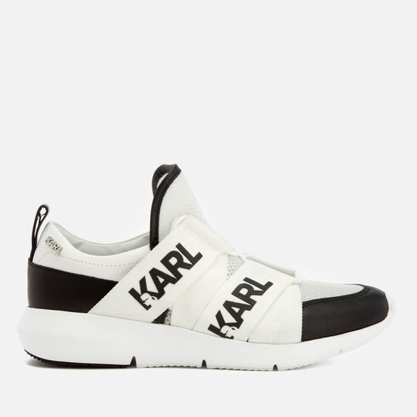 Karl Lagerfeld Women's Vitesse Legere Strap Mesh Runner Trainers - Black Leather/White