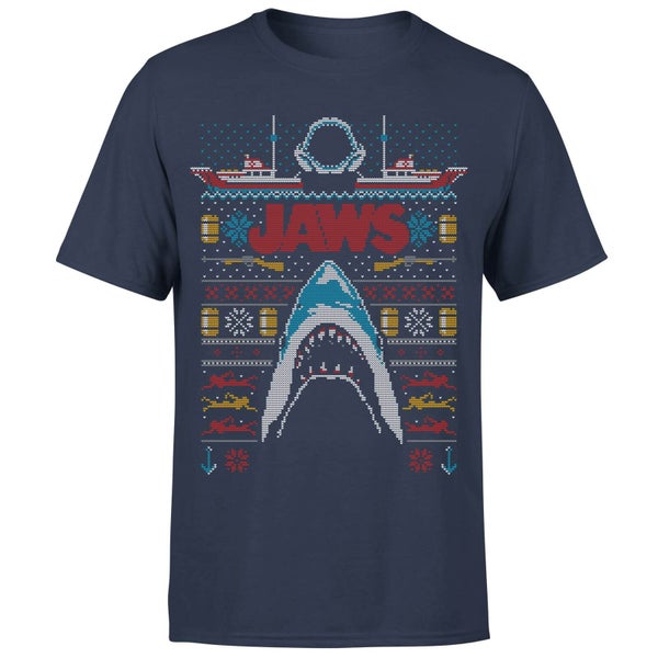Camiseta Navidad Fair Isle Tiburón - Hombre - Azul marino