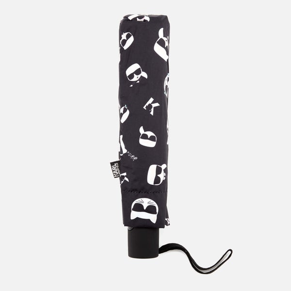 Karl Lagerfeld Women's K/Ikonik Print Umbrella - Black