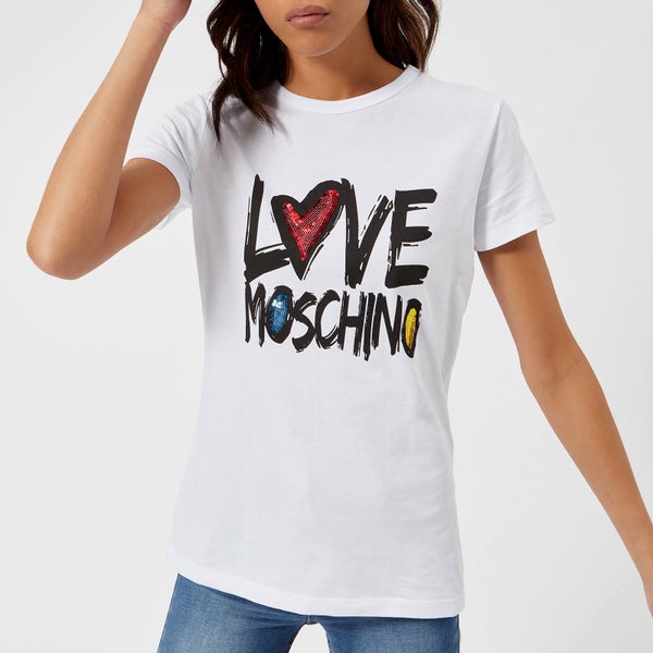 Love Moschino Women's Logo Heart T-Shirt - Optical White
