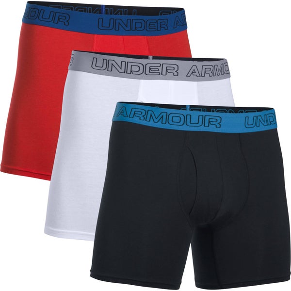 Under Armour Men's 3 Pack Charged Cotton 6 Inch Boxerjock - Red/White/Black