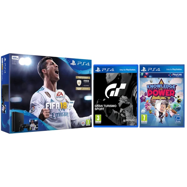 Sony PlayStation 4 Slim 500GB With FIFA 18, GT Sport & Knowledge Is Power