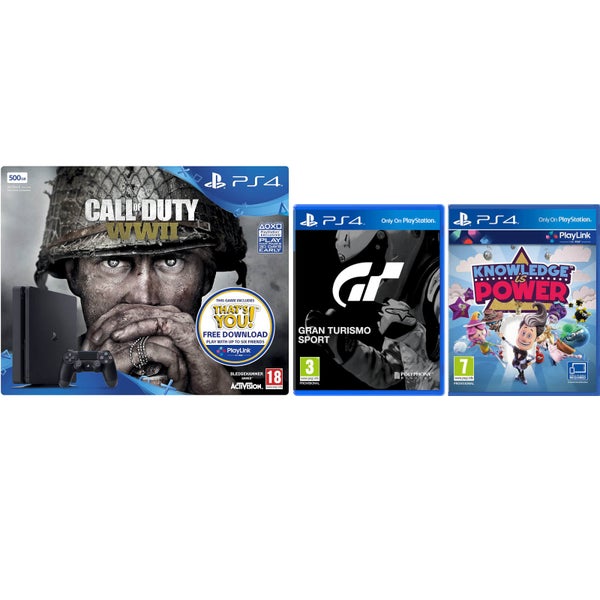 Sony PlayStation 4 Slim 500GB with Call of Duty: WWII, GT Sports & Knowledge Is Power
