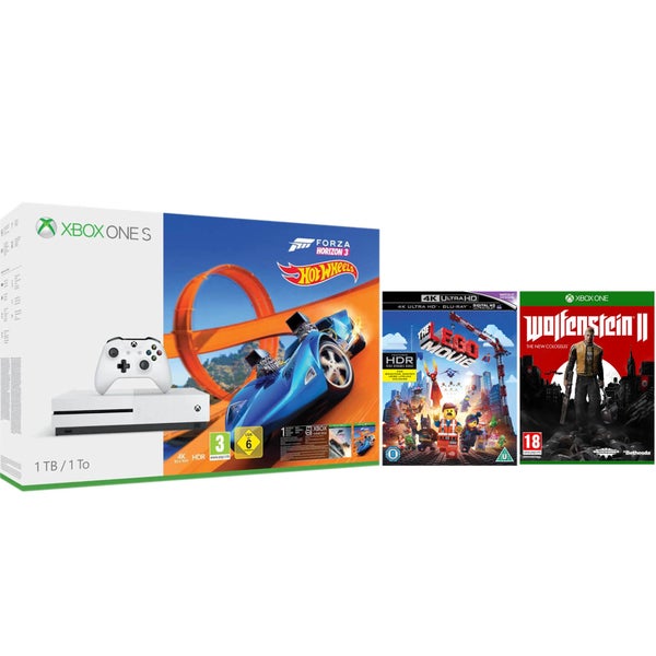 Xbox One S 1TB with Forza Horizon 3 Hot Wheels Bonus with The Lego Movie 4K, Wolfenstein II,
