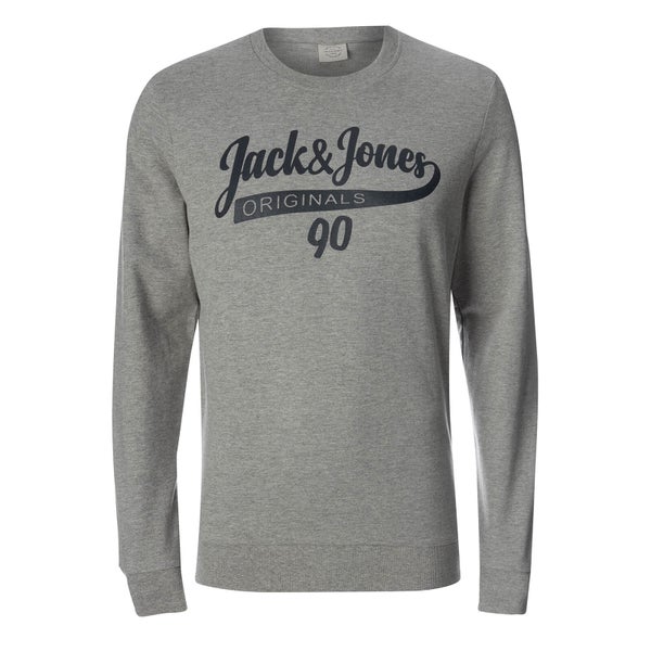 Jack & Jones Men's Originals Galions Large Logo Sweatshirt - Light Grey Marl