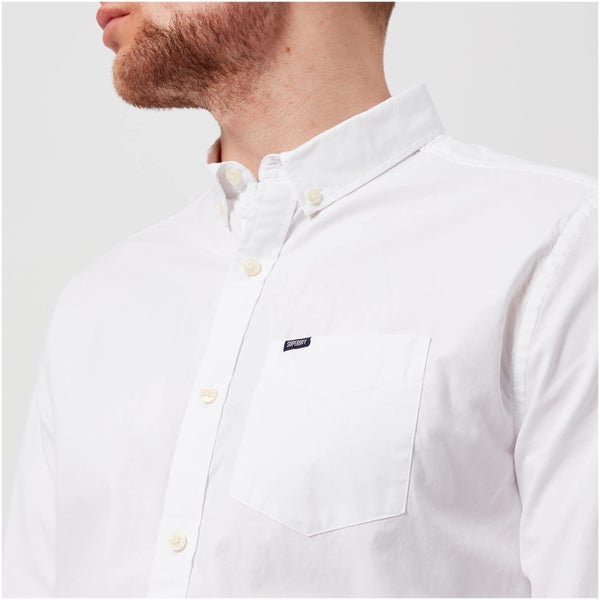Superdry Men's Ultimate Pinpoint Oxford Button Down Long Sleeve Shirt - Optic White