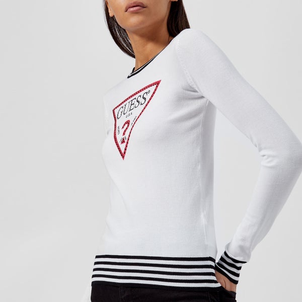 Guess Women's Ester Sweater - White/Black Stripes