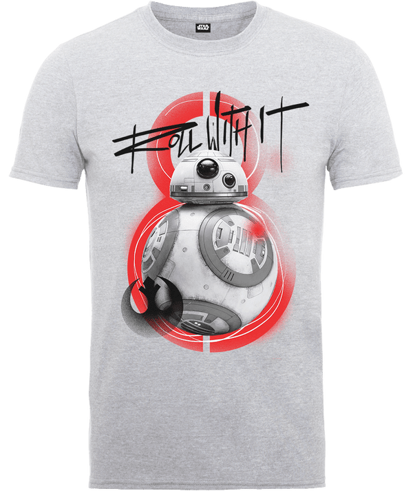 T-Shirt Homme Star Wars : Les Derniers Jedi BB8 Roll avec IT - Gris