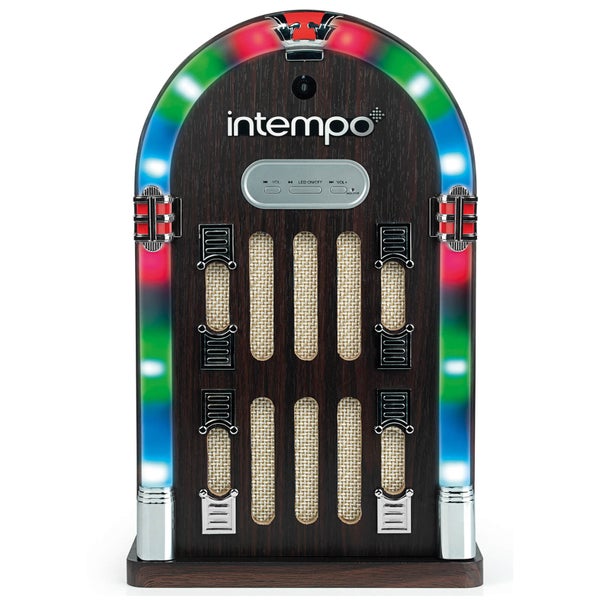 Intempo EE1269STK Mini Jukebox with Bluetooth and LED Lights - Brown