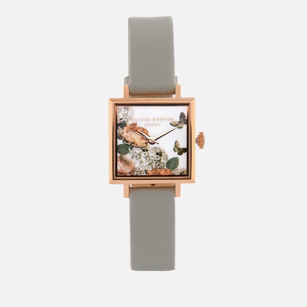 Olivia Burton Women's Signature Florals Watch - Grey/Rose Gold