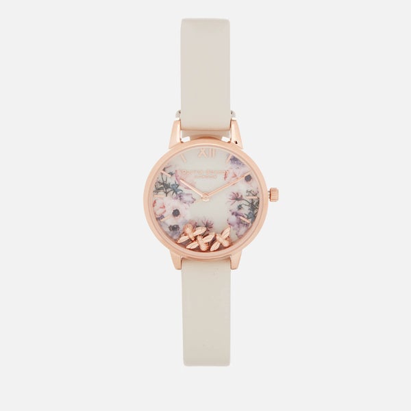 Olivia Burton Women's Busy Bees Floral Watch - Nude & Rose Gold