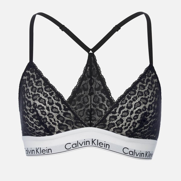 Calvin Klein Women's Leopard Unlined Triangle Bra - Black