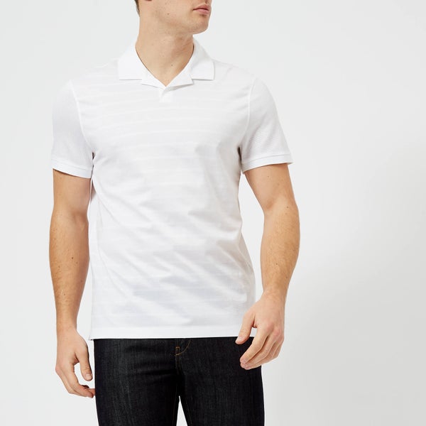 Michael Kors Men's Mercerised Textured Stripe Short Sleeve Polo Shirt - White