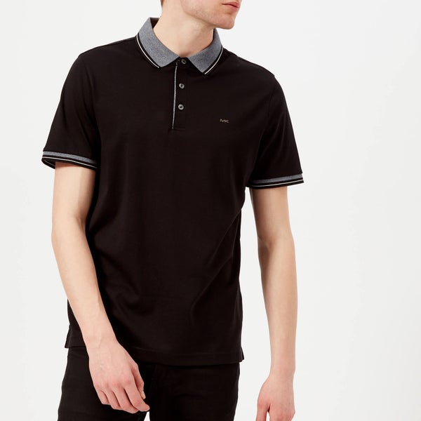 Michael Kors Men's Greenwich Logo Jacquard Short Sleeve Polo Shirt - Black