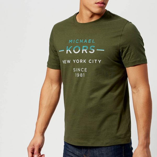 Michael Kors Men's Double Take Michael Kors Logo Graphic Short Sleeve T-Shirt - Fatigue