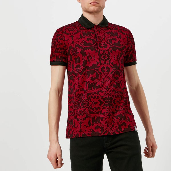 Versace Collection Men's Patterned Polo Shirt - Rosso