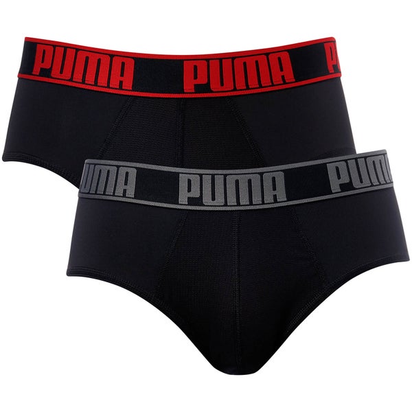 Puma Men's 2 Pack Active Briefs - Black/Red