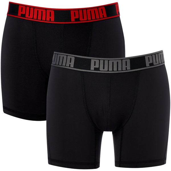 Puma Men's 2 Pack Active Boxers - Black/Red