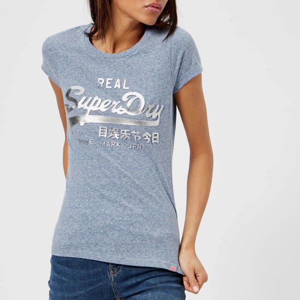 Superdry Women's Vintage Logo Embossed Foil T-Shirt - Cali Blue Snowy