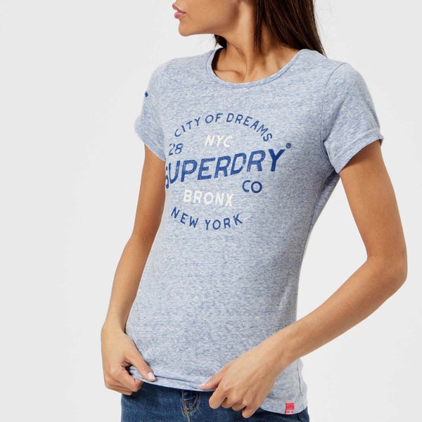 Superdry Women's City of Dreams Entry T-Shirt - Maritime Blue Reverse Dyed