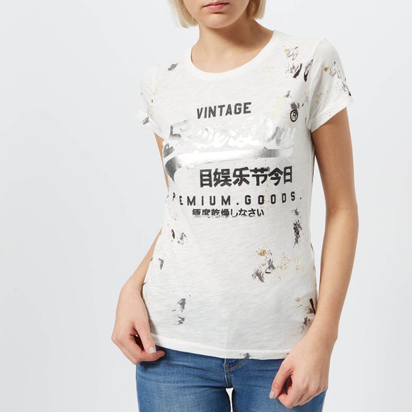 Superdry Women's Premium Goods Doodle Entry T-Shirt - Riff White Slub
