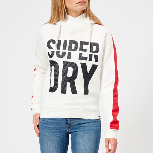 Superdry Women's Dimension Panel Sport Crop Hoody - Off White