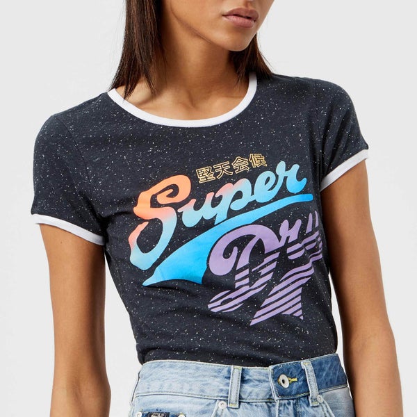 Superdry Women's Paradise Stacker Ringer Entry T-Shirt - Eclipse Navy Nep