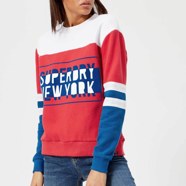 Superdry Women's Pacific Colour Block High Neck Crew Sweatshirt - Flare Red
