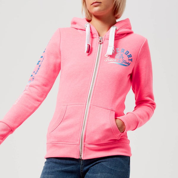 Superdry Women's Track & Field Zip Hoody - Casette Pink Snowy