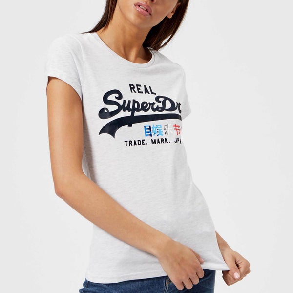 Superdry Women's Vantage Logo Foil Pop Entry T-Shirt - Ice Marl