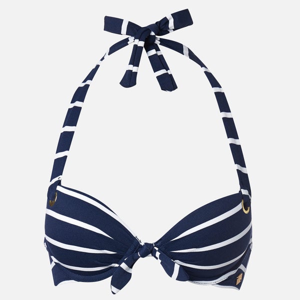 Superdry Women's Picot Textured Cup Bikini Top - Nautical Stripe