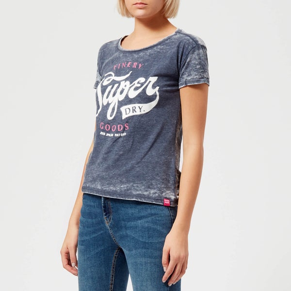Superdry Women's Finery Goods London Slim BF T-Shirt - Denim Blue Burnout
