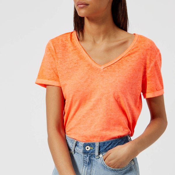 Superdry Women's Burnout Vee T-Shirt - Neon Coral
