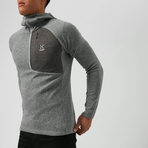 Haglofs Men's Nimble Hooded Fleece Top - Grey Melange