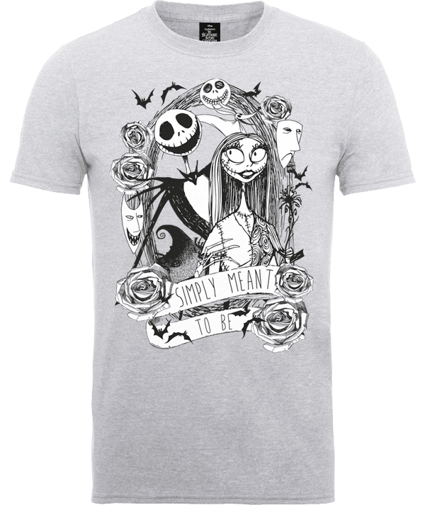 Disney The Nightmare Before Christmas Jack Skellington And Sally Grey T-Shirt