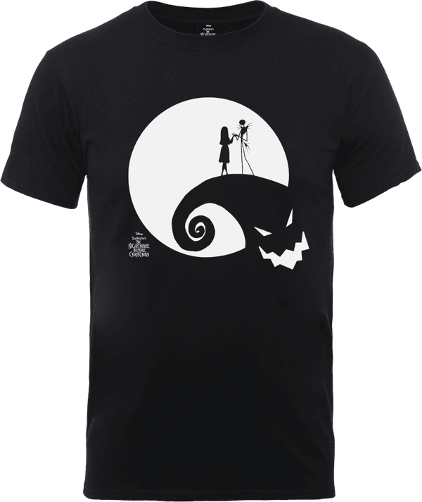 The Nightmare Before Christmas Jack Skellington en Sally Moon T-shirt - Zwart
