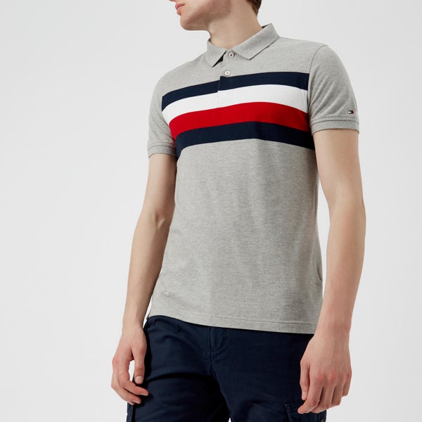Tommy Hilfiger Men's Striped Polo Shirt - Cloud Heather/Multi
