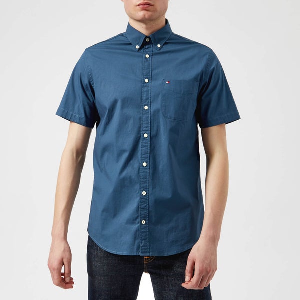 Tommy Hilfiger Men's Stretch Poplin Short Sleeve Shirt - Dark Denim