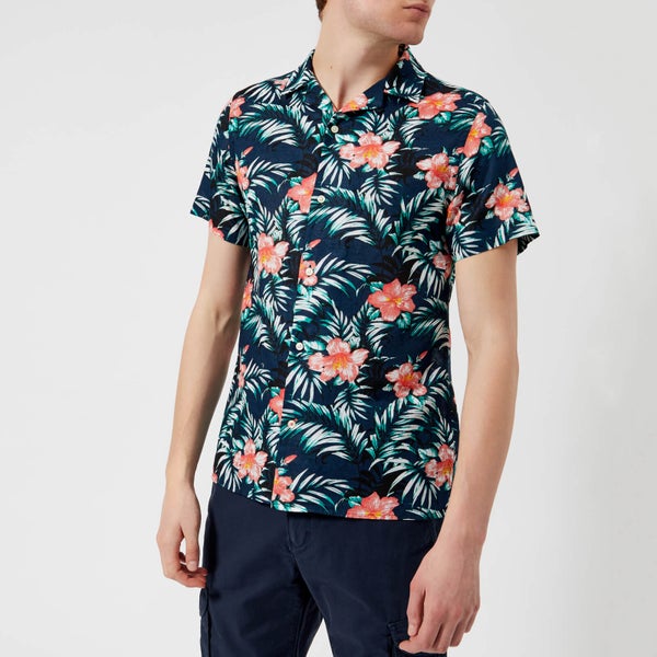 Tommy Hilfiger Men's Hawaiian Short Sleeve Shirt - Navy Blazer/Multi