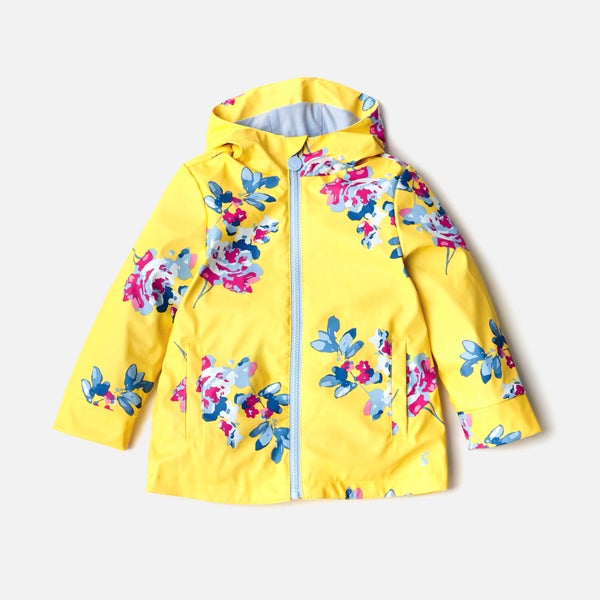 Joules Girls' Raindance Waterproof Coat - Yellow Margate Floral