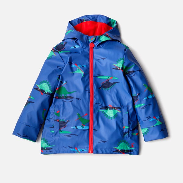 Joules Boys' Young Skipper Waterproof Coat - Blue Dino Paddle