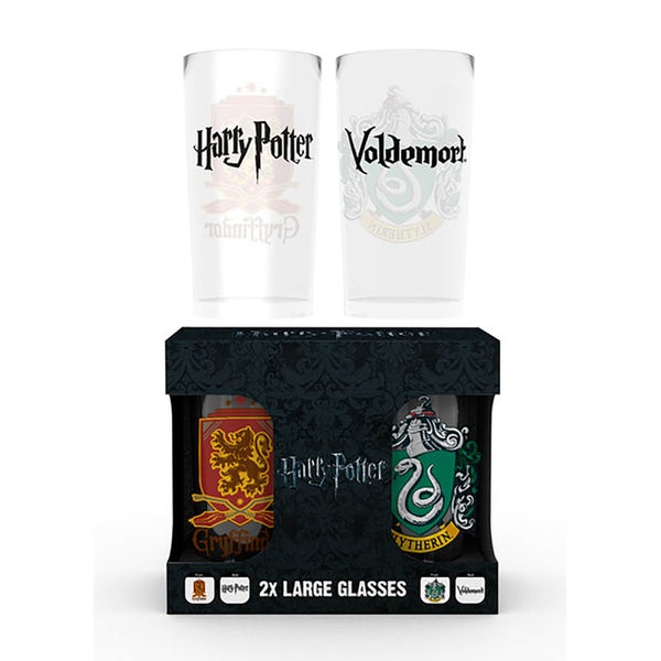 Harry Potter Crests Large Glasses Twin Pack