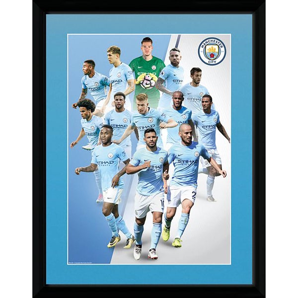 Manchester City Player 17/18 Framed Photograph 12 x 16 Inch