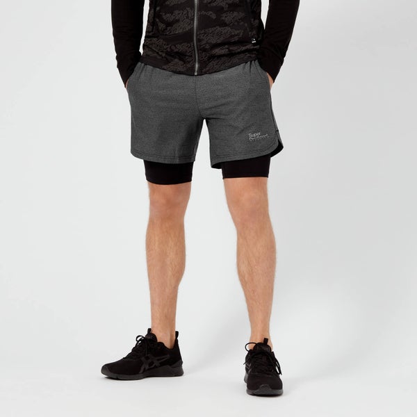 Superdry Sport Men's Athletic Double Layer Shorts - Black Grit