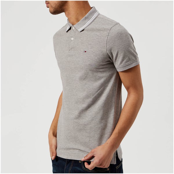 Tommy Jeans Men's Tipped Polo Shirt - Light Grey Heather