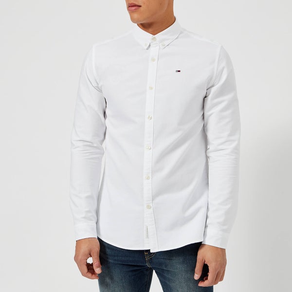 Tommy Jeans Men's Basic Solid Long Sleeve Shirt - Classic White