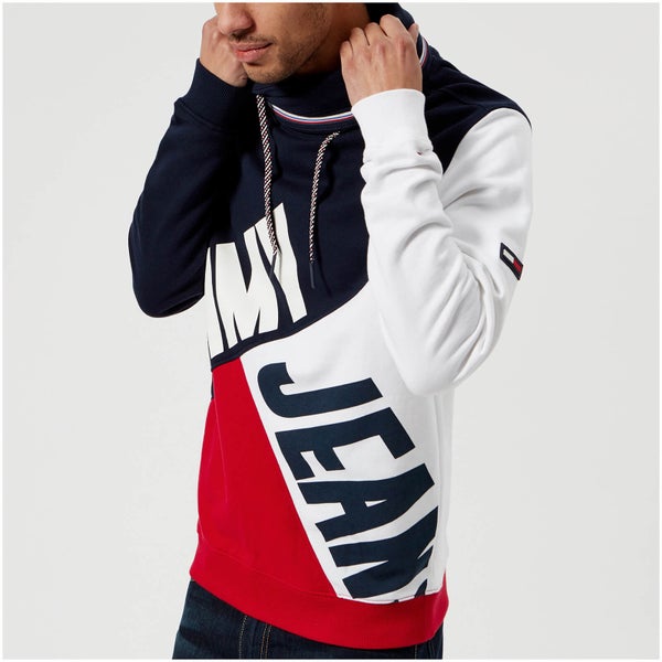 Tommy Jeans Men's Colorblock Hooded Top - Racing Red/Multi