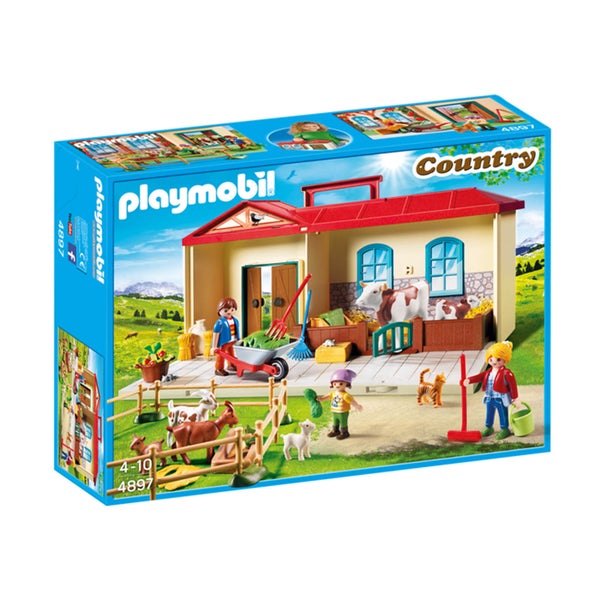 Playmobil Country Take Along Farm with Carry Handle and Fold-Out Stables (4897)