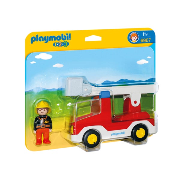 Playmobil 1.2.3 : Camion de pompier avec échelle pivotante (6967)